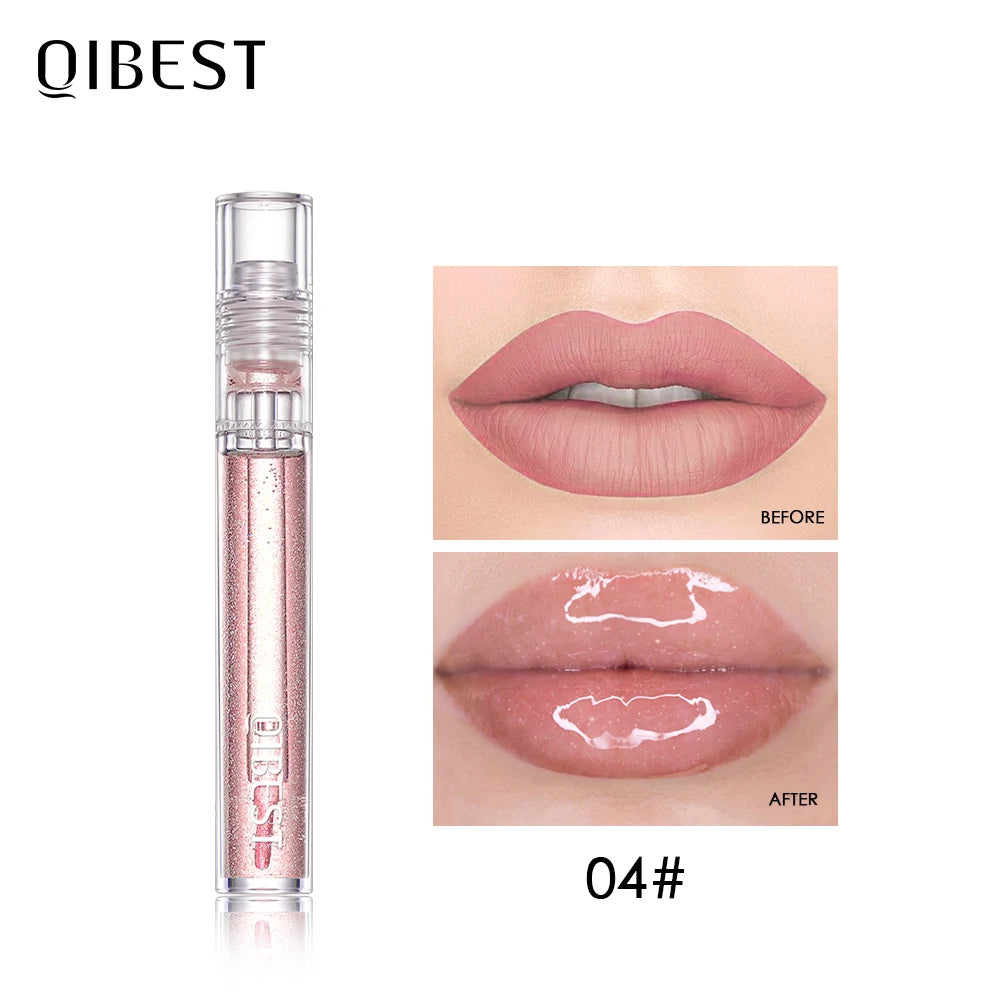 QIBEST Moisturizer Plumper Lip Gloss Lip Tint Natural Nutritious Long-lasting Plumping Lips Balm Cream Care Cosmetics Makeup Qme 04