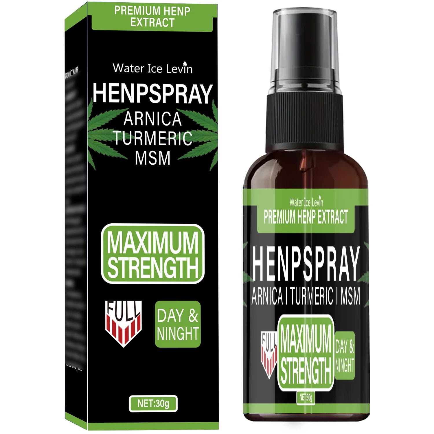 Premium Hemp Spray Extract with Arnica, Turmeric & MSM for Maximum Strength Day & Night Relief & Skin Care. Qme BROWN 30g