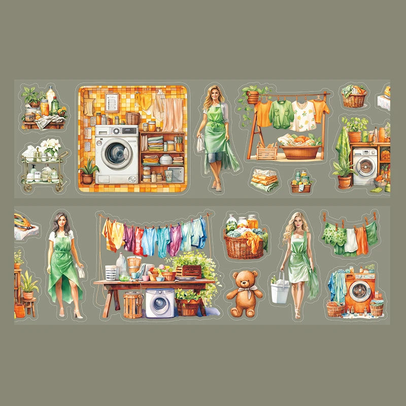 Sticker Tape 60mm*2m Home Life Scene Handbook Stationery DIY Handmade Cut And Paste Thin Diary Decorative Film Cut Tape Qme 5