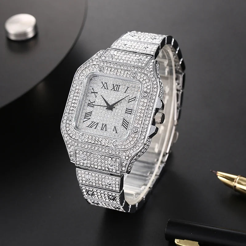 Men's Fashion Elegant High-End Analog Zinc Alloy Watch With Rhinestones Qme Bronze No