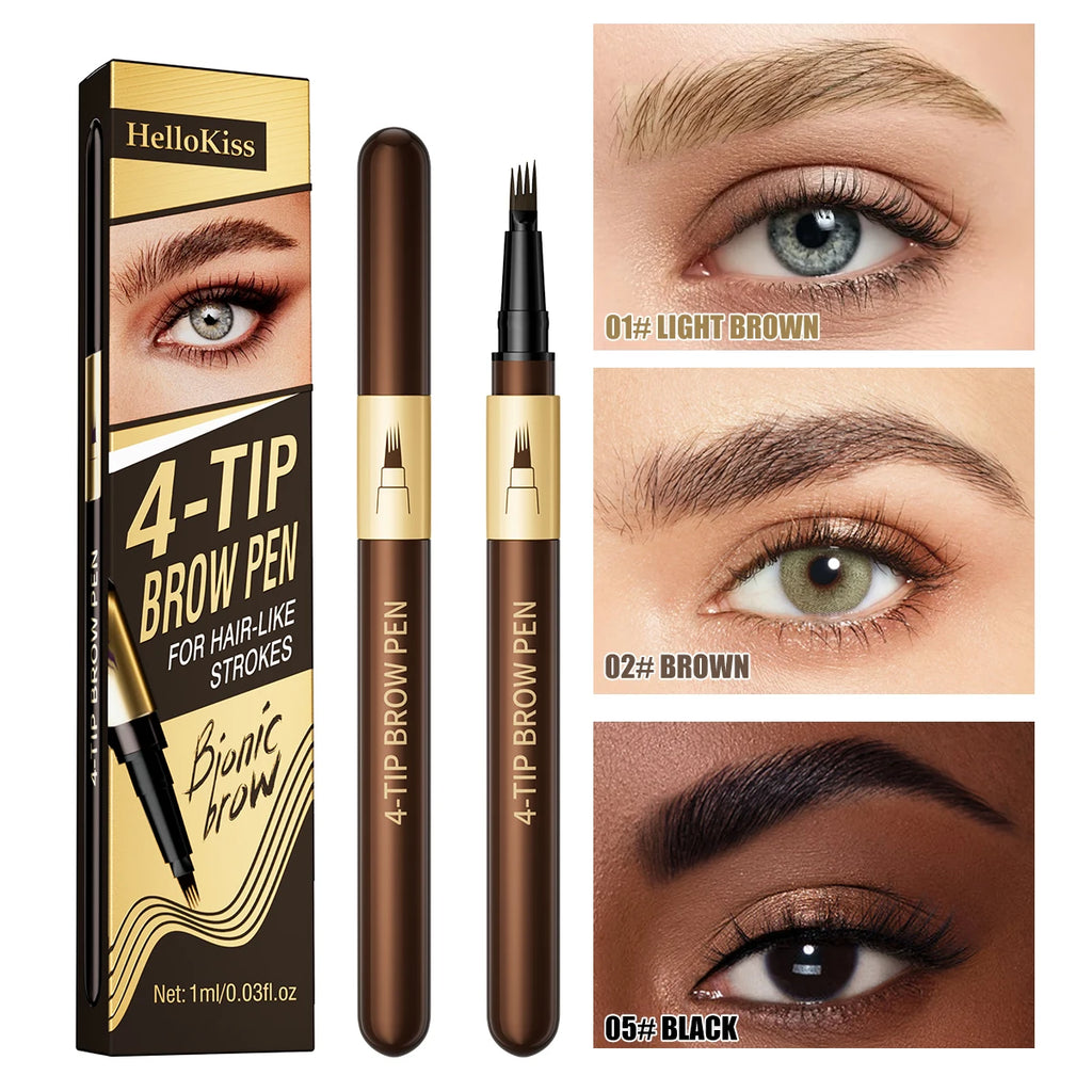Four-pronged eyebrow pencil, four-end, long-lasting, non-smudged, water-resistant, anti-smudged eyebrow pencil Qme