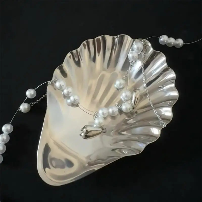 Stainless Steel Plate Shell Shaped Dish Metal Cheese Dessert Dish Plate Jewelry Storage Metal Tray Soap Box Table Decoration Qme
