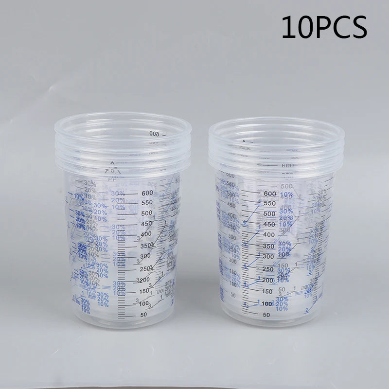 10/50pcs Paint Mixing Calibrated Cup Plastic Paint Mixing Cups 600ml Mixing Pots Qme 10