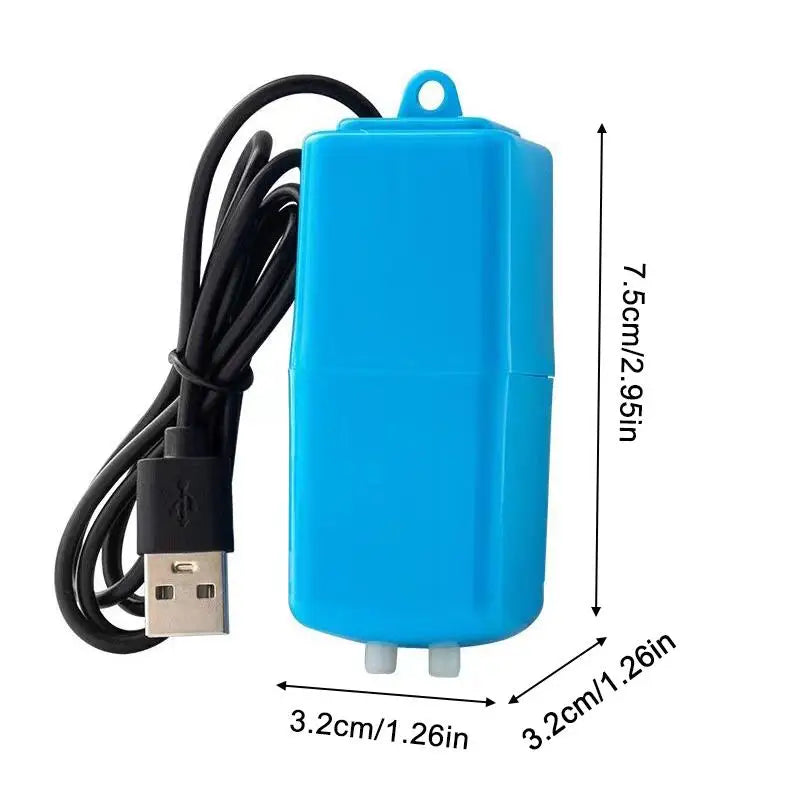 Mini Aquarium Air Pump Oxygen Check Valve Stone USB Filter Fishing Qme