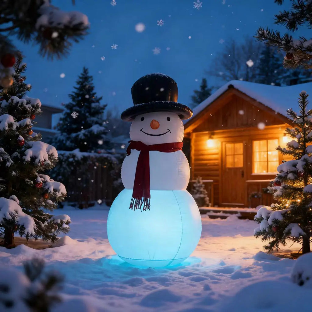 Inflatable PVC Glowing Snowman And Santa Claus Christmas Decorations Outdoor Yard Lighting Air-filled Sturdy Christmas Ornaments Qme