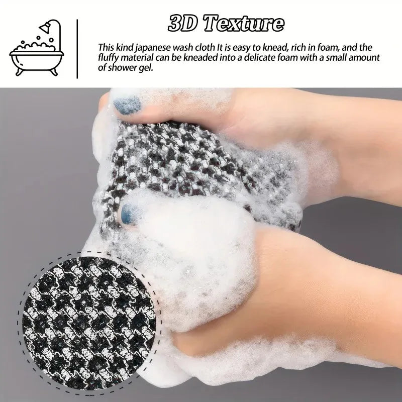 Exfoliating Bath Scrub Towel Ergonomic Handle Back Arms Legs Gentle Qme