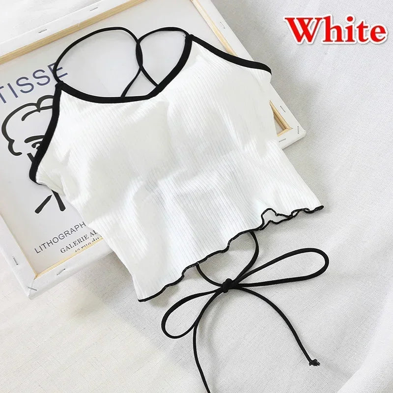 Summer Wild Solid Without Rims Gather Anti Emptied Wrapped Chest Qme One Size White