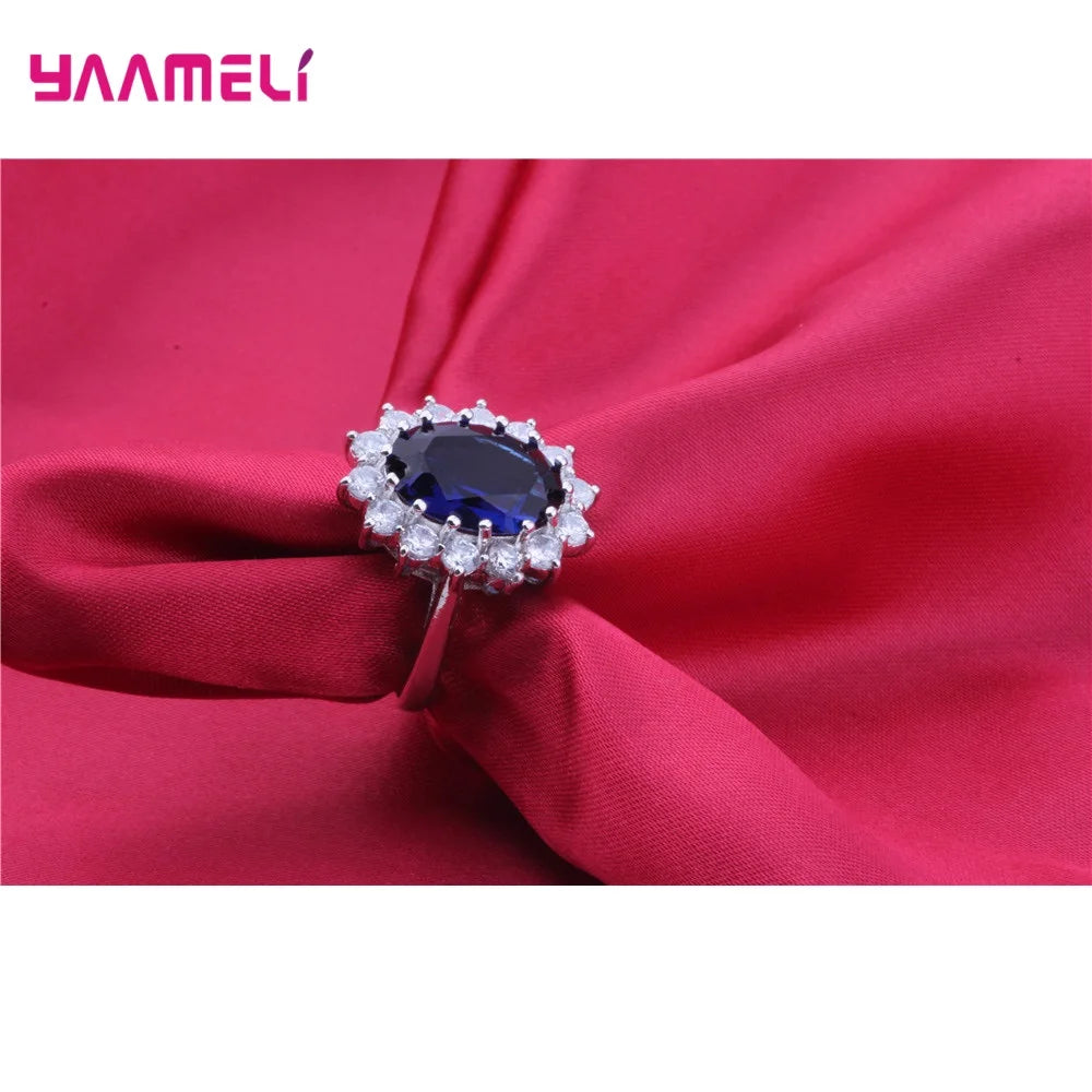 100% Authentic 925 Sterling Silver Color Women Wedding Engagement Jewelry Sets Oval Flower Design Shiny Cubic Zircon Crystal Qme