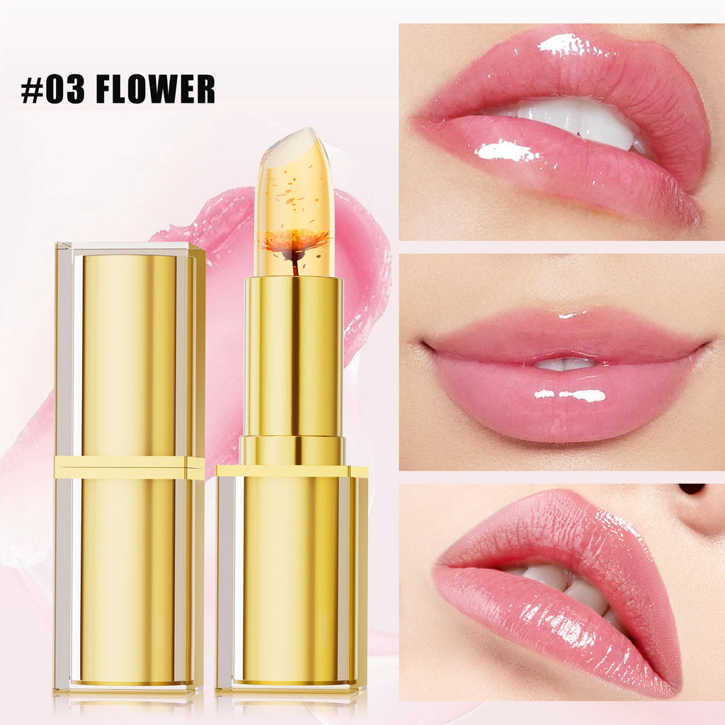 Jelly Gradient Lipstick, Cup Non-stick Gold Foil PH Color Changing Lip Balm, Long Lasting Hydrating Moisturizing Makeup Lipstick Qme