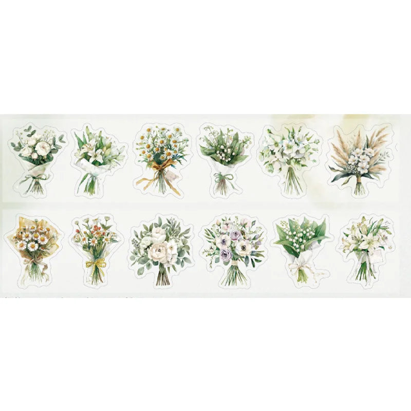 Stickers Tape 40mm*2m Bouquet Bouquet Die-Cut Tape Scrapbooking Stationery DIY & Handbook Mobile Phone Case Notebook Decoration Qme 4