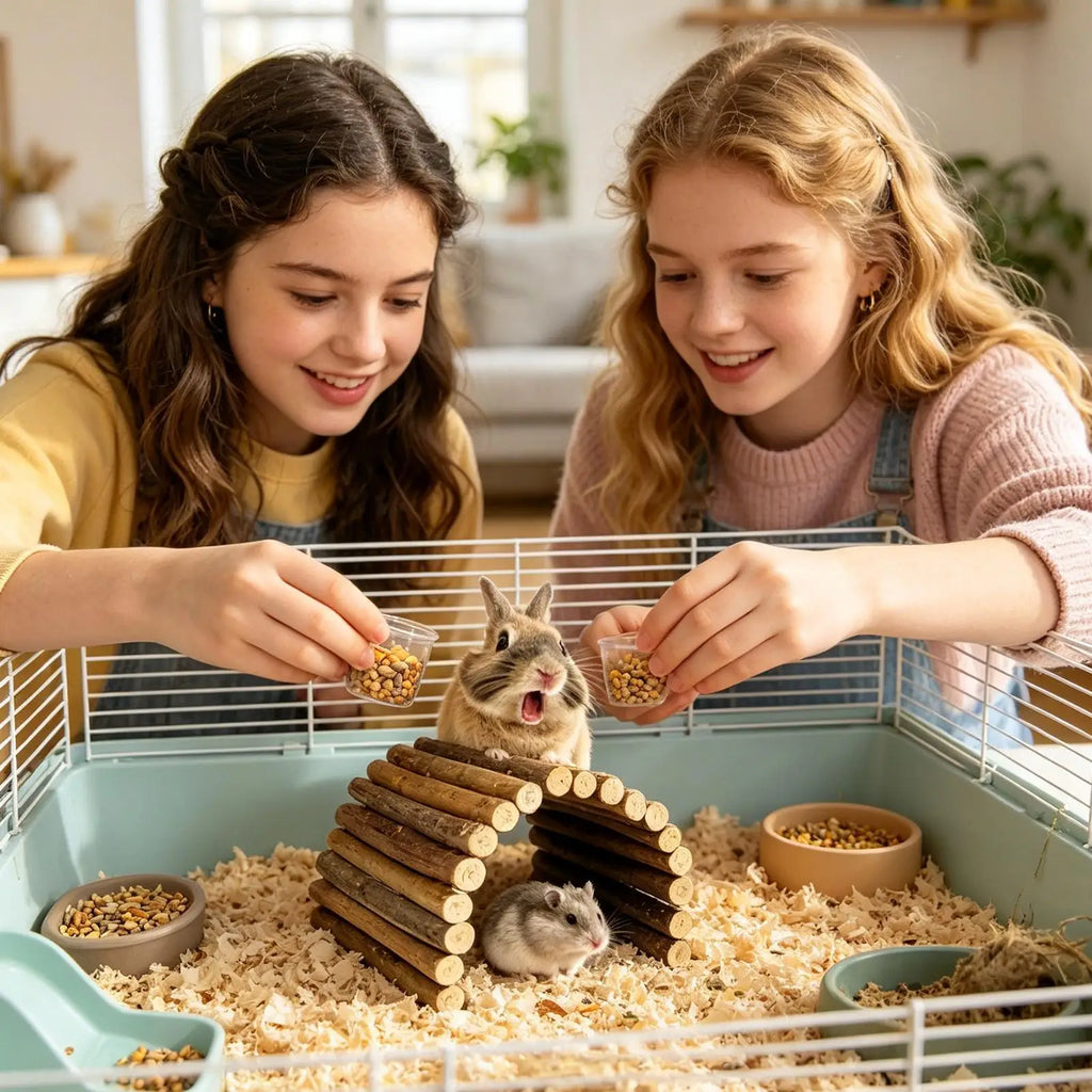 Hamster Bridge Natural Portable Wooden Entertainment Ladder Pet Climbing Bridge Toy for Exercise Play Hiding Foraging Qme