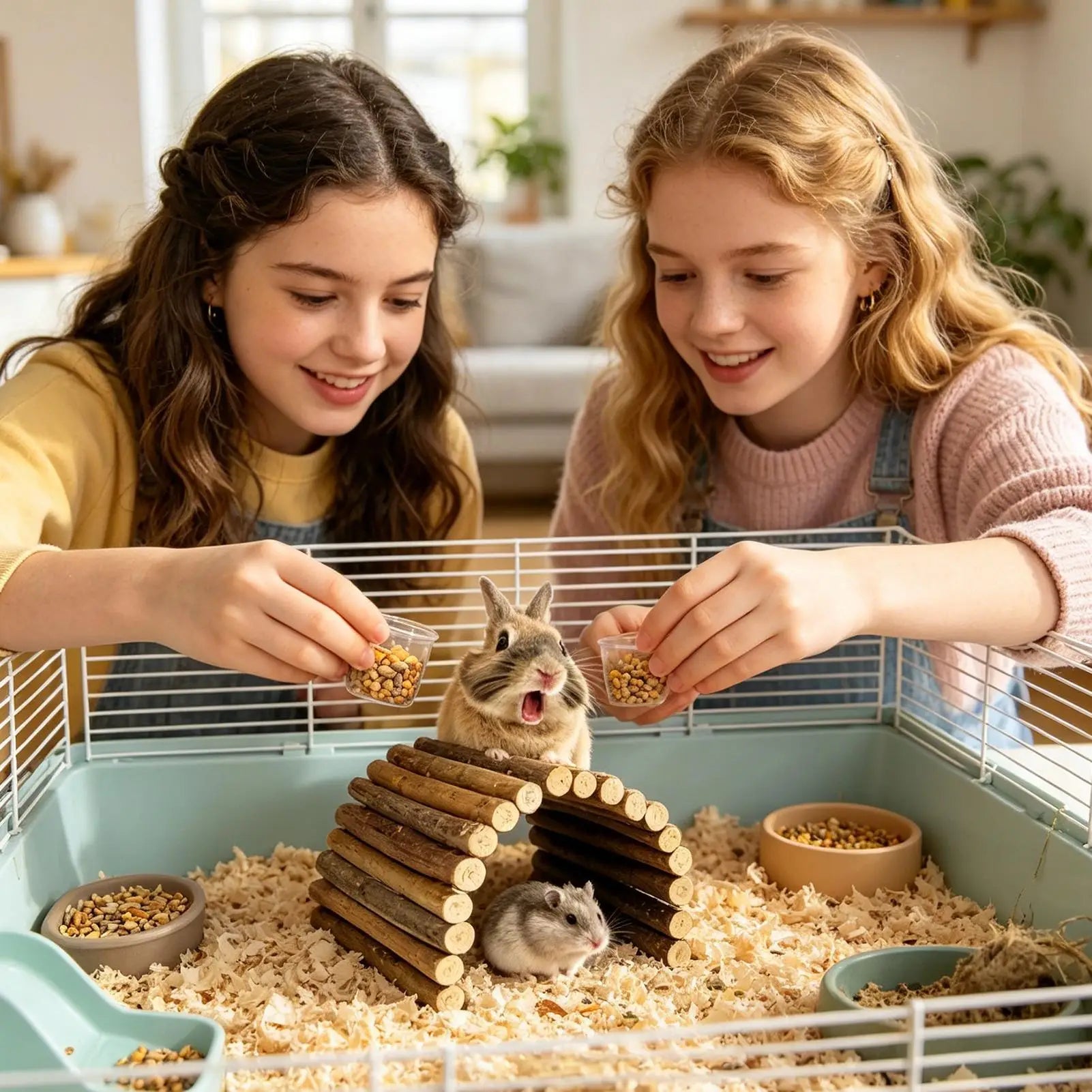 Hamster Bridge Natural Portable Wooden Entertainment Ladder Pet Climbing Bridge Toy for Exercise Play Hiding Foraging Qme