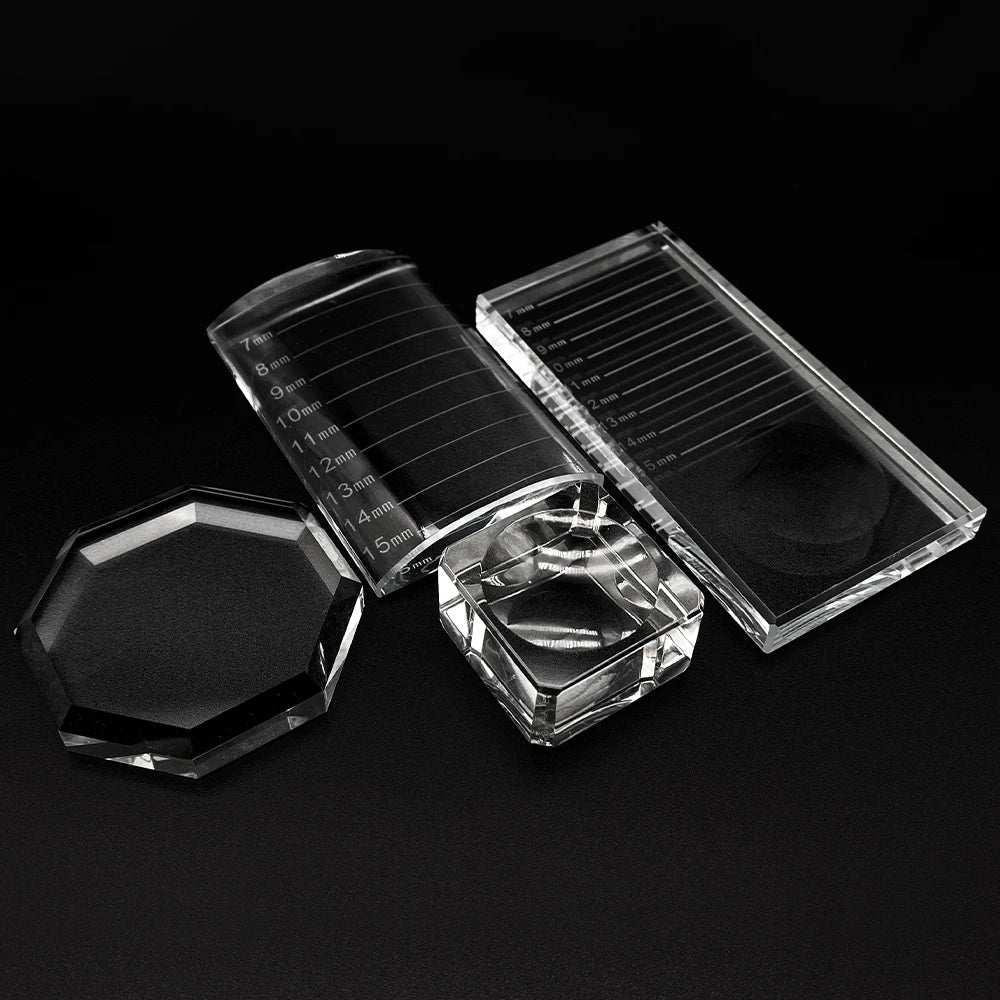 NATUHANA Eyelash Extension Pallet Crystal Glass U Curved Straight Qme