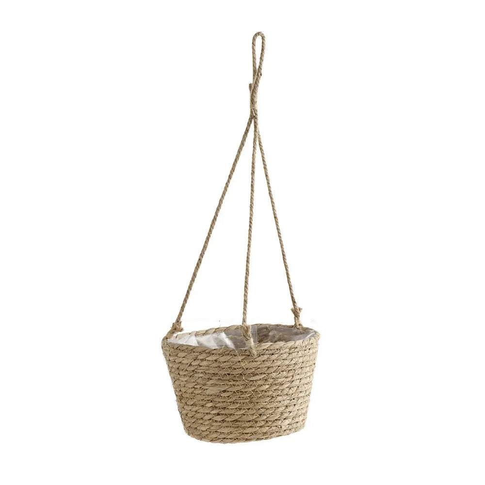 1PC Straw Hanging Basket Planter Twine Woven Flower Basket Rattan Basket Hanging Orchid Pot Pot Hanging Basin Qme Primary colour