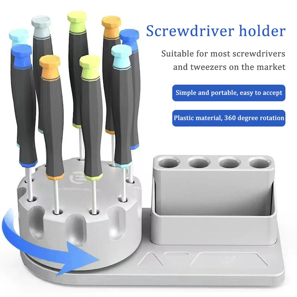 Multi-function Screwdriver Tweezers Storage Box Rotating 360 Tools Qme