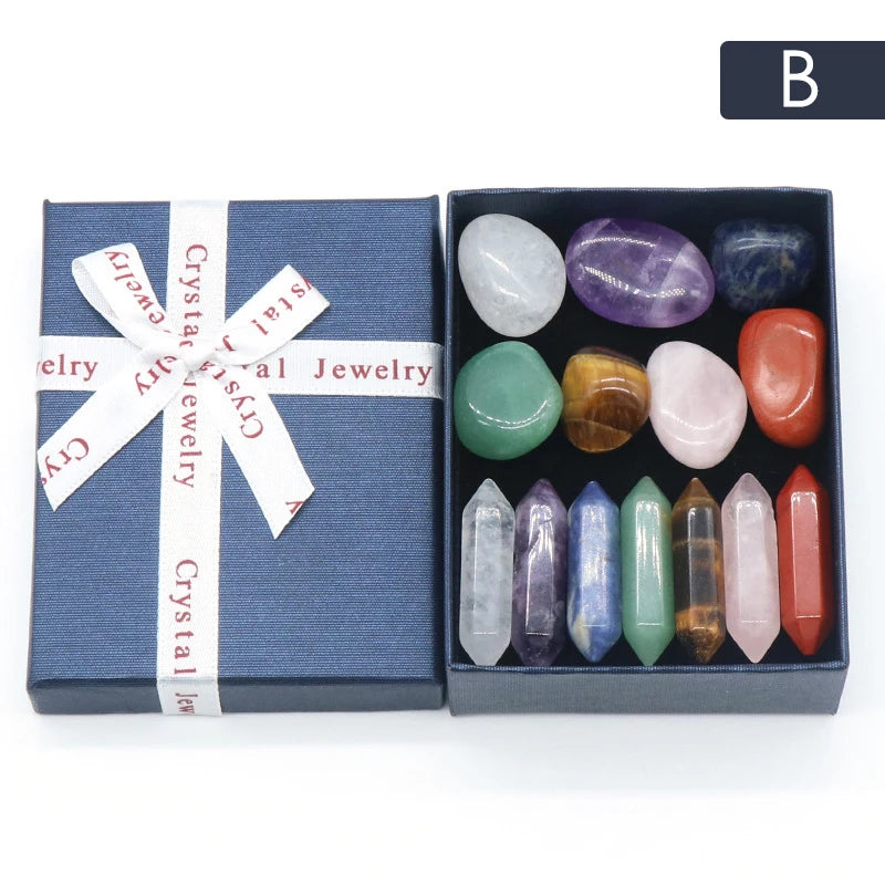 14pcs Seven Chakra Energy Stone Natural Crystal Gemstone Ornaments Gifts Qme B