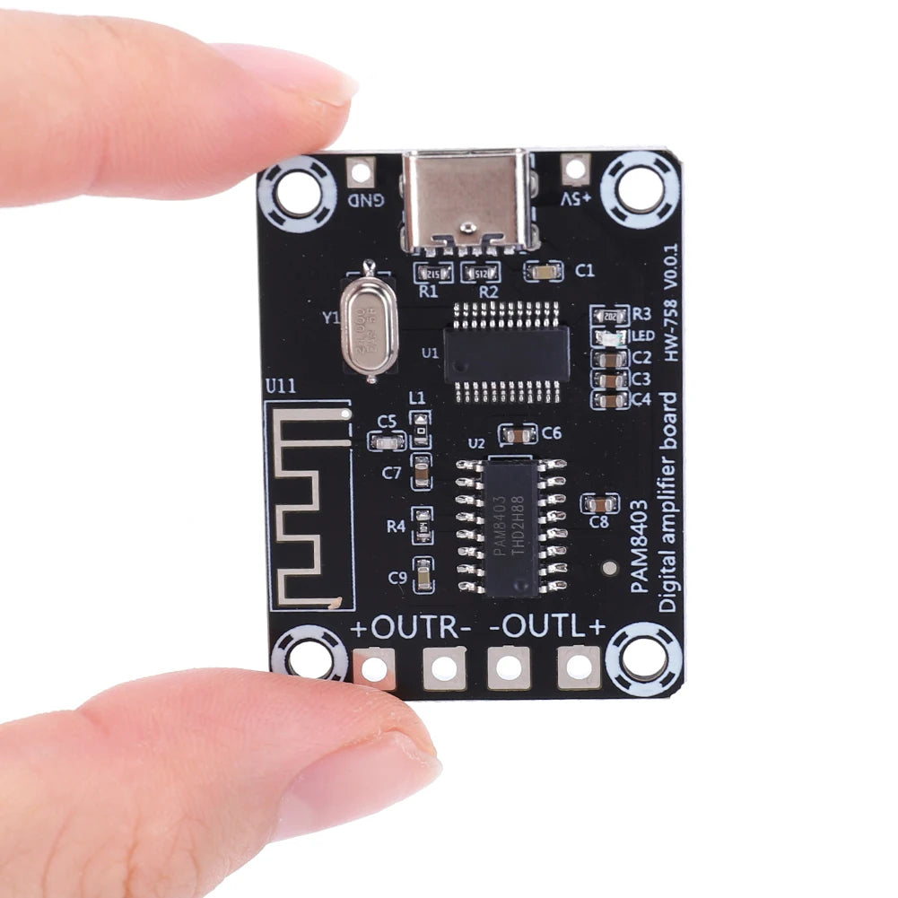 XH-A155 Mini PAM8403 Amplifier Board 5W+5W 2 Way Audio Power Amplifier Board TYPE-C Power Supply for Speakers Above 4 Inches Qme