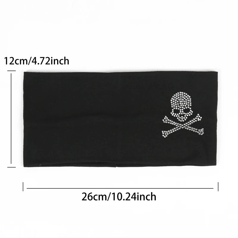 Unisex Wide Yoga Elastic Headband Fashion SKull-pattern Makeup Soft Qme