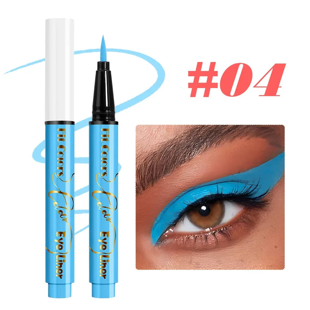 12Colors Liquid Eyeliner Neon Colored Halloween Liner Eyeliner Pen Waterproof UV Blacklight Fluorescent Face Body Paint Makeup Qme 04
