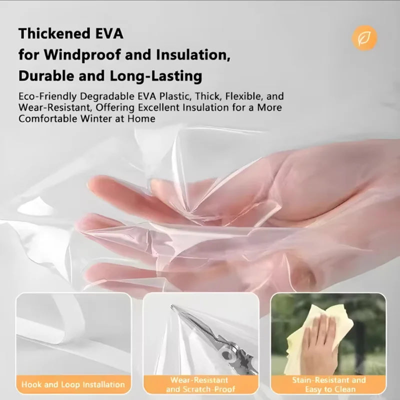 WindProof Window Screen Self-Adhesive Film Sealing Window Insulation Curtain Home Thermal Insulation And Antifreeze Door Screen Qme
