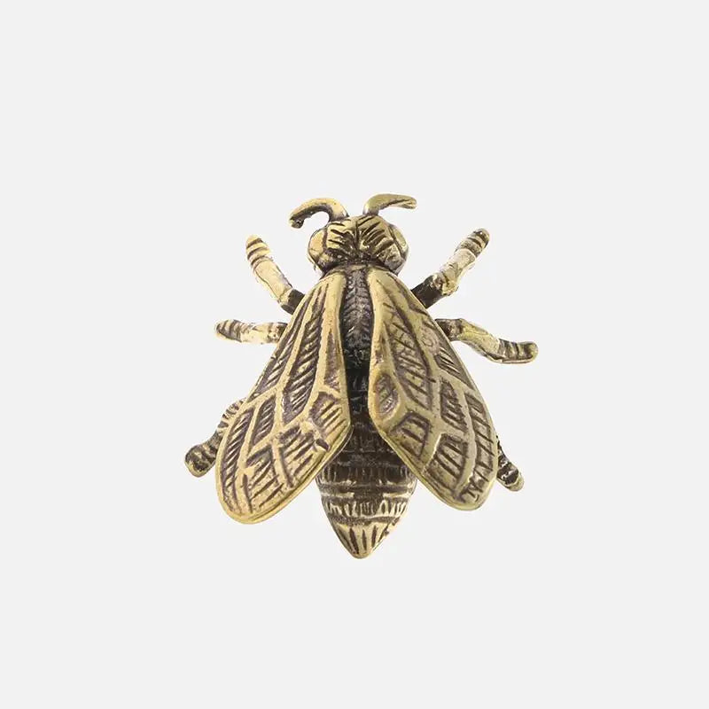 Creative Retro Bee Brass Handle Vintage Single Hole Cabinet Door Knobs Gold Furniture Hardware Wardrobe Drawer Pulls Dresser Qme A2
