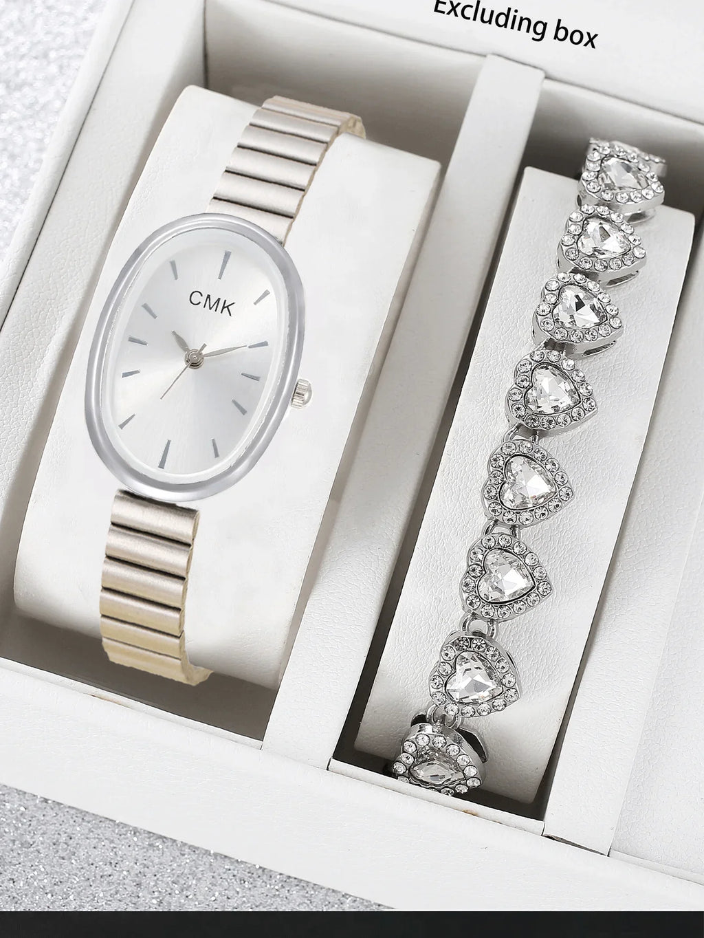 2pcs Elliptical quartz watch for women, light luxury, casual, niche, business trend, women's watch Qme