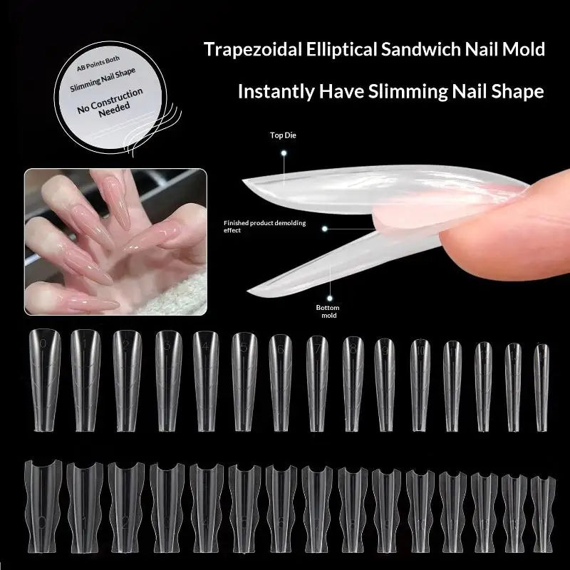 Sandwich Nail Mode Extension Almond Coffin 15 Rapid Dual Forms Bottom Qme