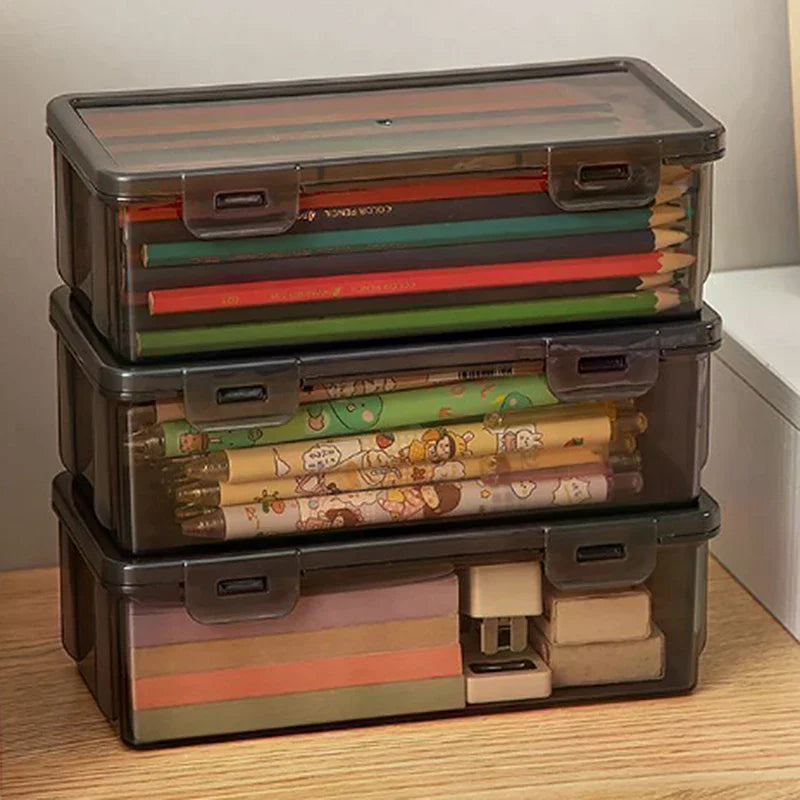 Transparent Pencil Case Box Large-capacity Stackable Storage Office Qme