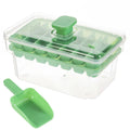 Double-layer 68-grid Push-type Deicing Ice Cube Tray with Storage Box Portable Ice Box with Ice Shovel Household Ice Making Set Qme Green