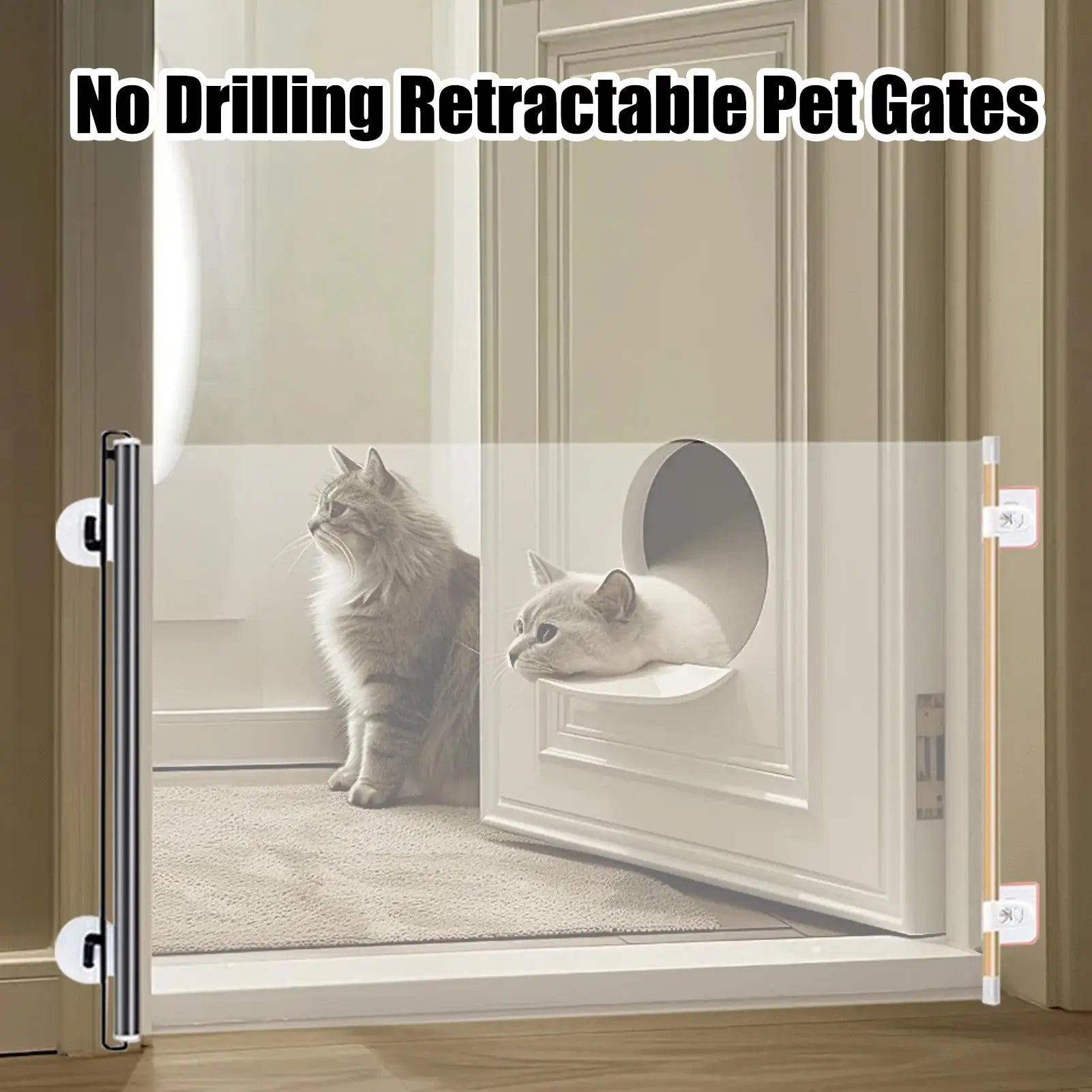 Retractable Pet Gate Adjustable Mesh Dog Expandable Folding Barrier Qme