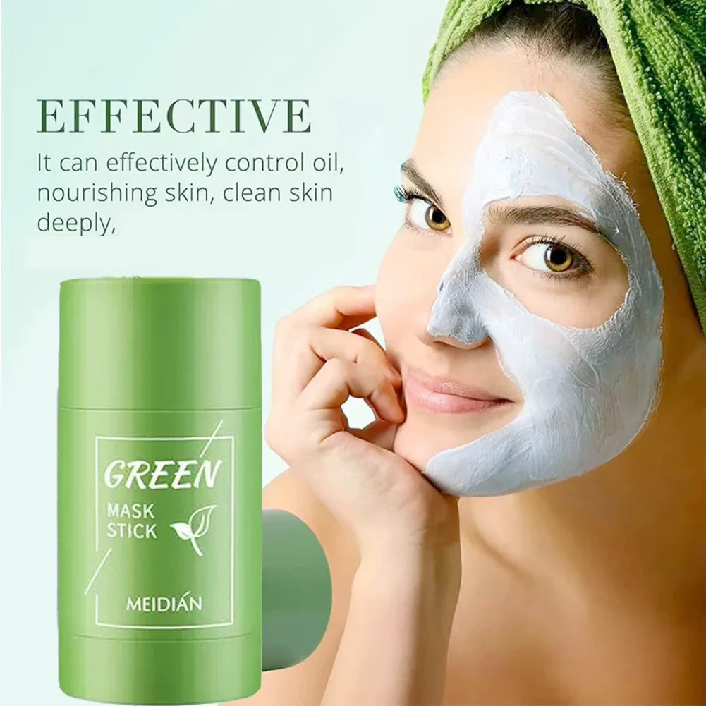 Face Clean Mask Green Tea Cleansing Stick Mask Shrink pores Deep Blackhead Remover facial Cleansing Moisturizing Mask 40g Qme