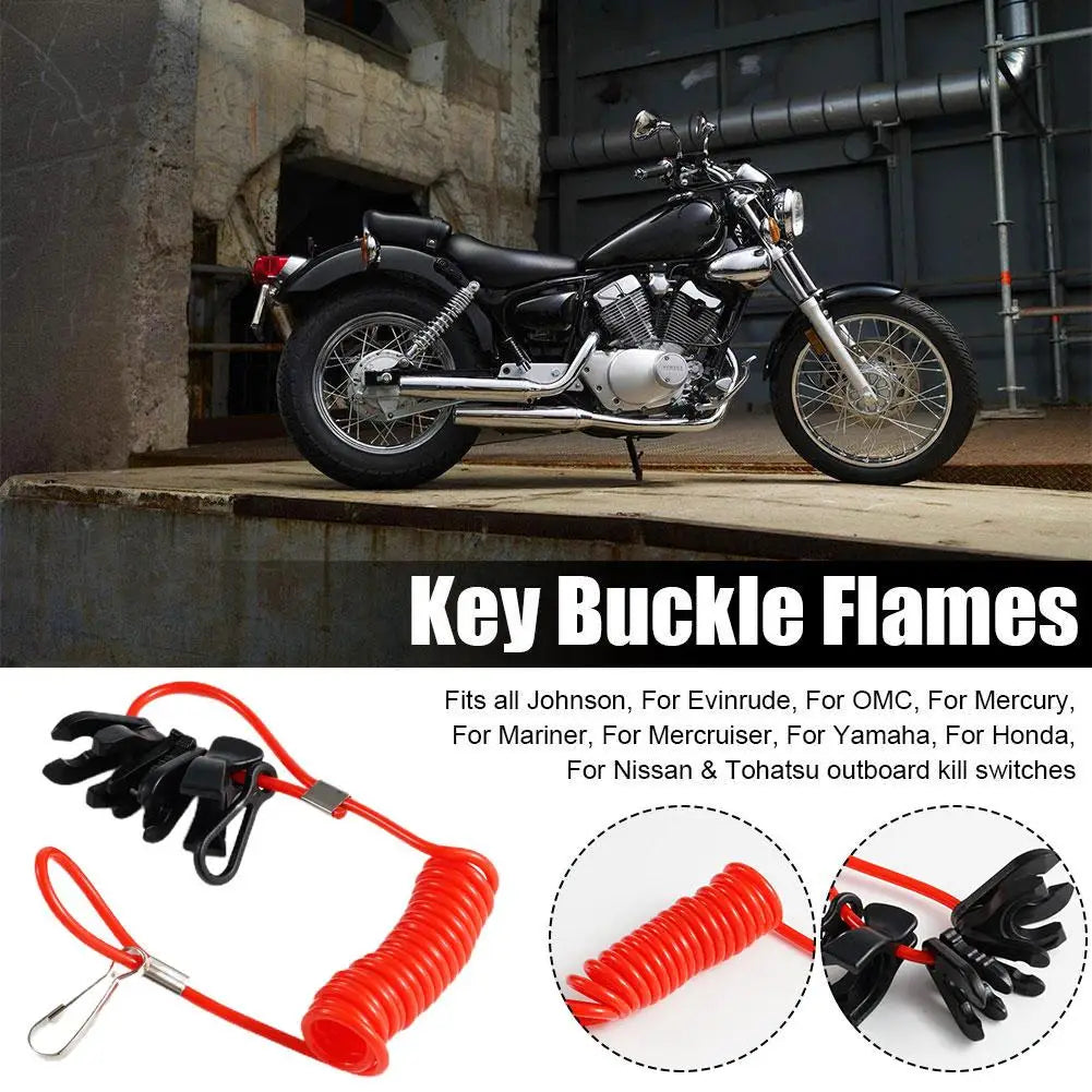 Boat Outboard Switch Engine Motor Lanyard Kill Urgent Stop Button Safety Connector Cord Compatible for Yamaha Suzuki Honda Qme