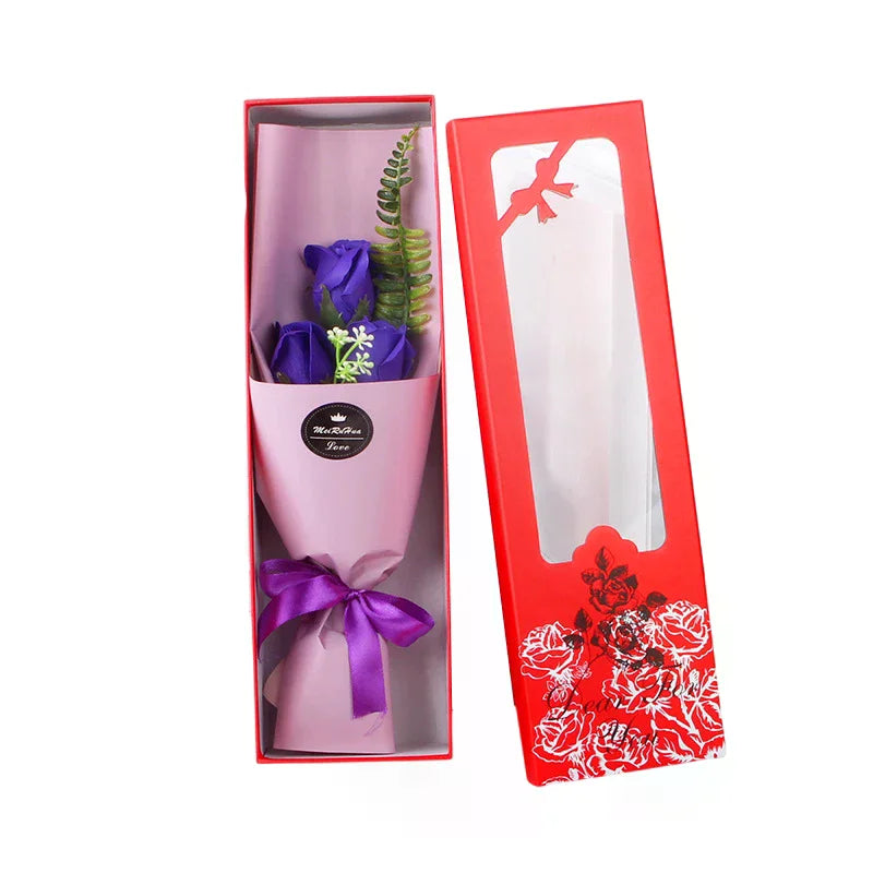 Multi-Use Artificial Soap Flower Bouquet With Gift Box Luxury Soap Florals Simulation Rose Bouquet Wife Girlfriend Gift Qme
