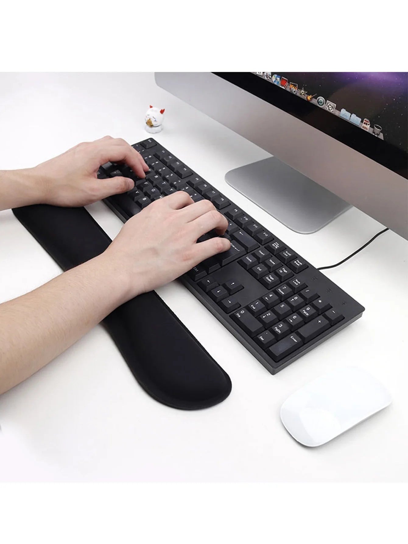 Memory Foam Rubber Bottom Three-dimensional Wrist Pad Office Keyboard Qme black