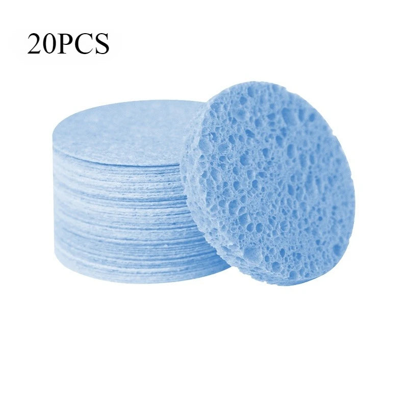 50/20/10PCS Compressed Facial Sponge Cosmetic Hydrotherapy Sponge Suitable for Daily Cleansing, Makeup Removal, and Exfoliation Qme Blue 20PCS