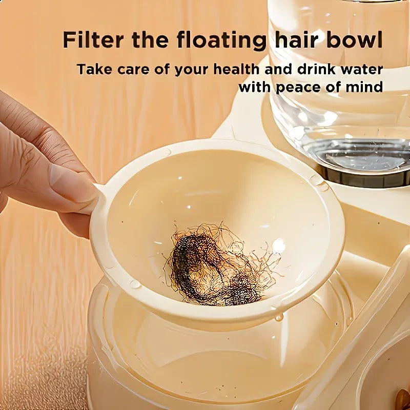 2-in-1 Large Pet Feeder & Water Dispenser, Dry Wet Separation, Durable Plastic, Transparent, No Battery, For Cats Dogs Travel Qme