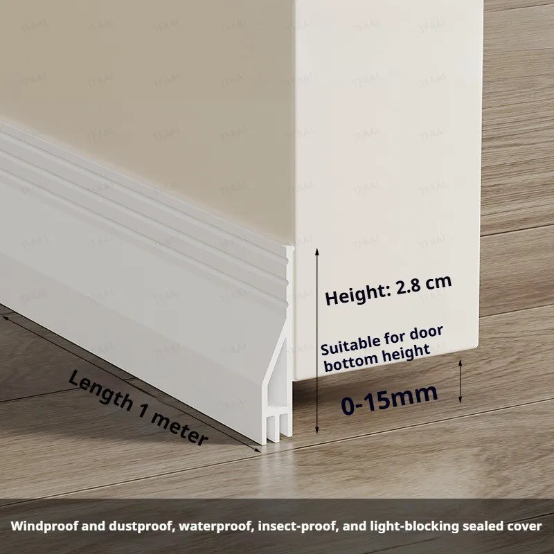 3-layer Anti-Cold Door Bottom Seal Strip Self-adhesive 28/45mm Height TPE Windproof Noise Reduction Window Gap Weather Strip Qme Small White 1Pc