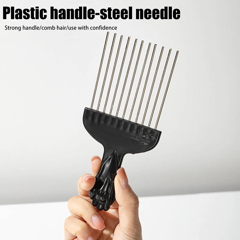 Black Metal African American Pick Comb Hair Combs Hairdressing Salon Qme