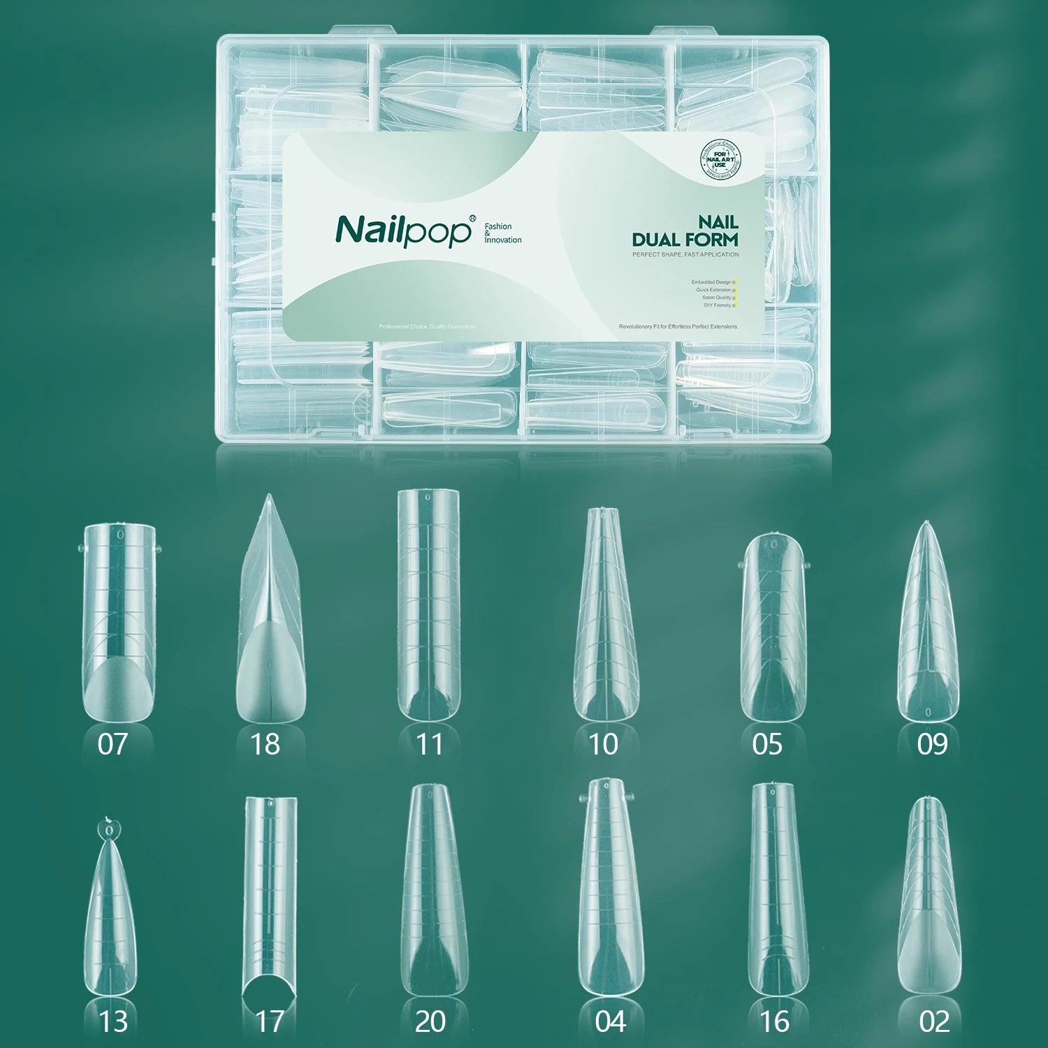 Nailpop Nail Dual Form 15 Clear Embedded Design Shape Full Coverage Qme JMT02-Clear 288