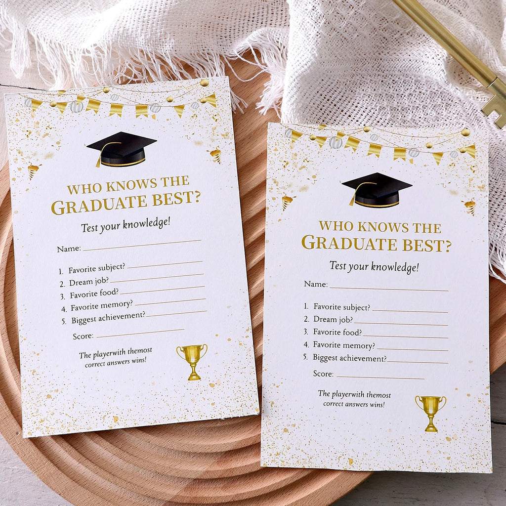 10/20/30Pcs Graduation Bunting, Hats, Trophies Style Games Card Tabletop Game for Students Grad Celebration Supplies Qme