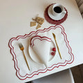 Embroidered Placemat Flower Shaped Polyester Cotton Napkin Coffee Qme A3
