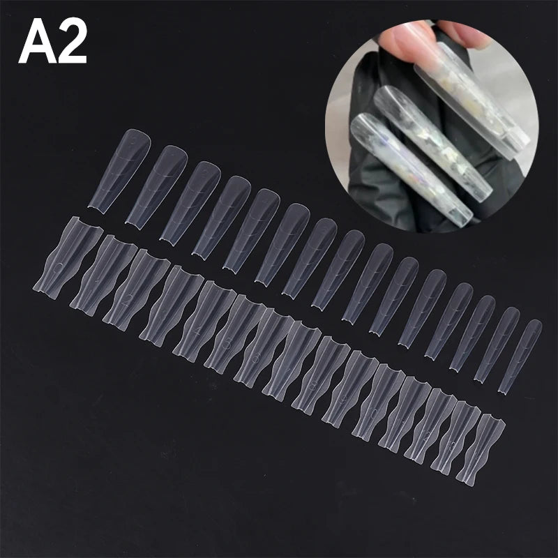 Poly Dual Forms Nail Gel Mold Extension Quick Building Tips Reusable Qme A2