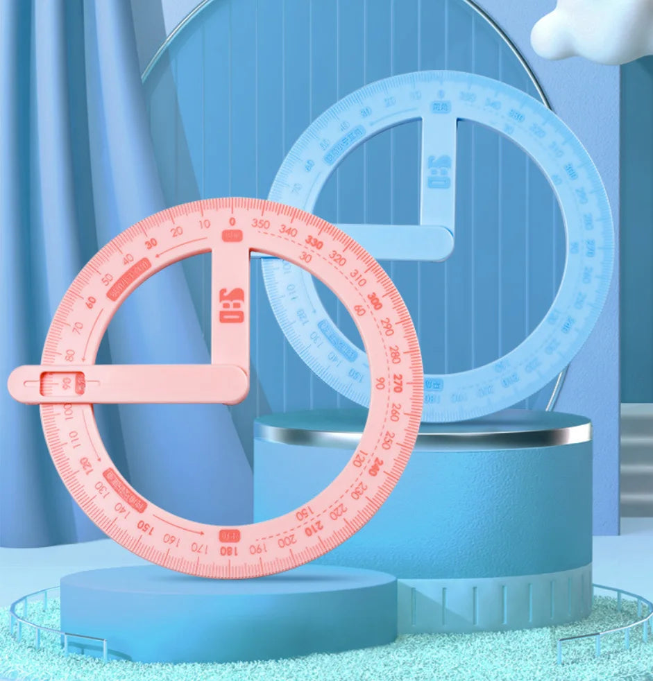 1PC 360 Degree Activity Protractor Student Angle Reader Teaching Aids Right Angle And Acute Drawing Stationery Qme