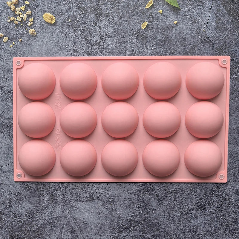 Eco-friendly Silicone Mold 3D Ball Round Half-sphere DIY Baking Qme Pink