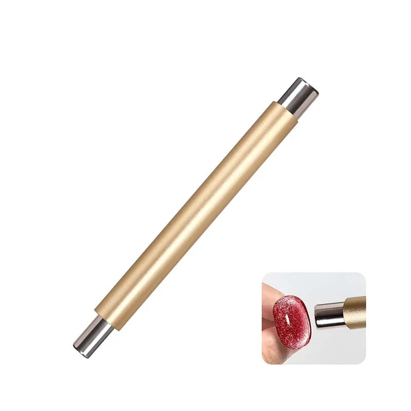 Strong magnetic Long Double Head Nail Magnet Tool Pens Magnetic Cat Eye Gel Polish Nail Art Kit for DIY Salon Studio Or Home Use Qme Gold no ball