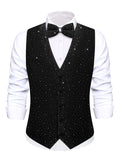 Men's Sparkly Glitter Vest Matching Bow Tie Multi Options Parties Qme HT-MJ-0154 XXXL
