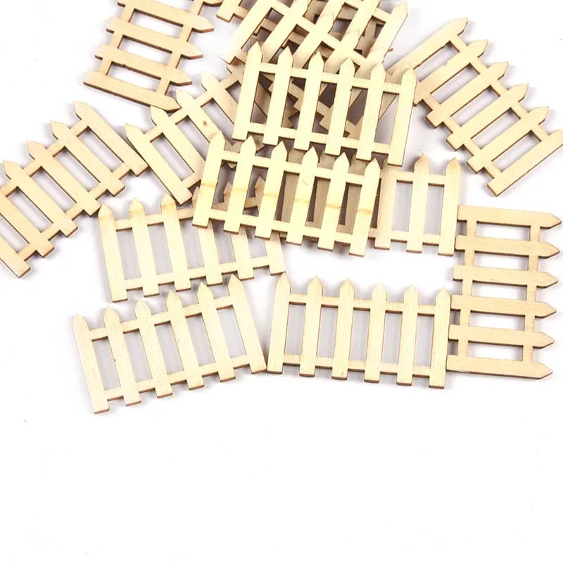 20pcs 3.9x5cm Natural Wooden Fence Carfts For Scrapbook Handwrok Supplies Decorations Home Blank Wood DIY Painting Accessories Qme Pine