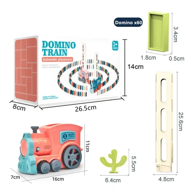 Domino Train for Kid Automatic Electric Laying Car Colorful Dominoes Set Educational Toys Blocks Birthday Gifts Boy Girls Child Qme Pink