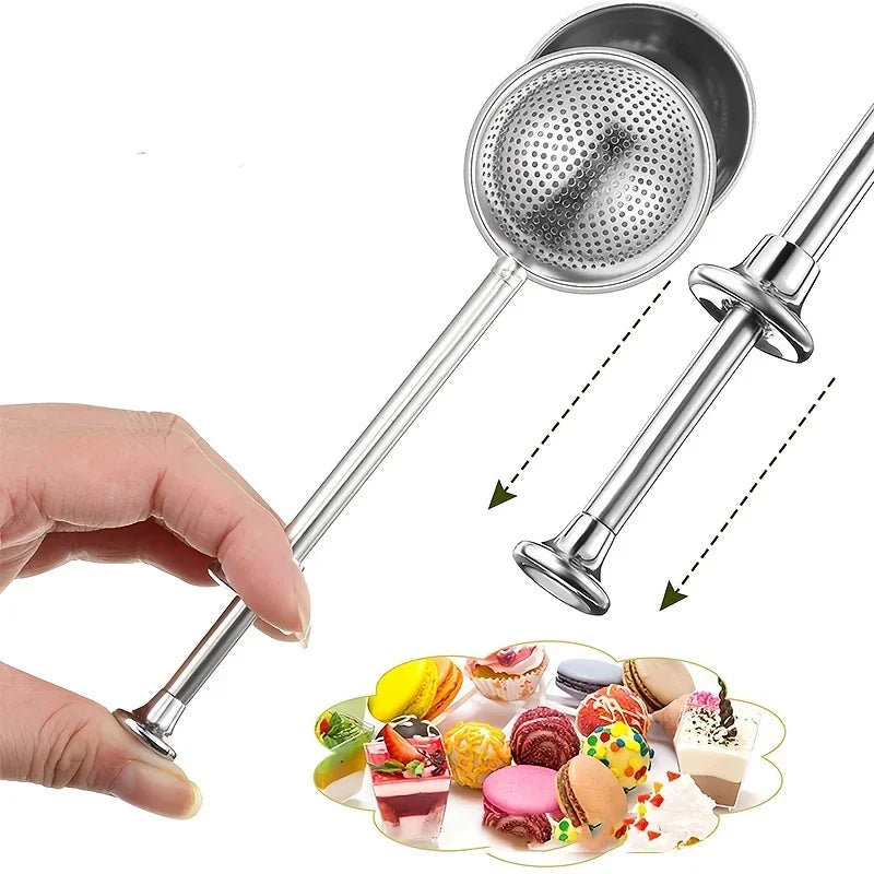 1pc Flour Sprinkler Stainless Steel, Flour Filter One Hand Operation Spring Flour Sieve, Dust Collector Flour Sprinkler Tool Qme