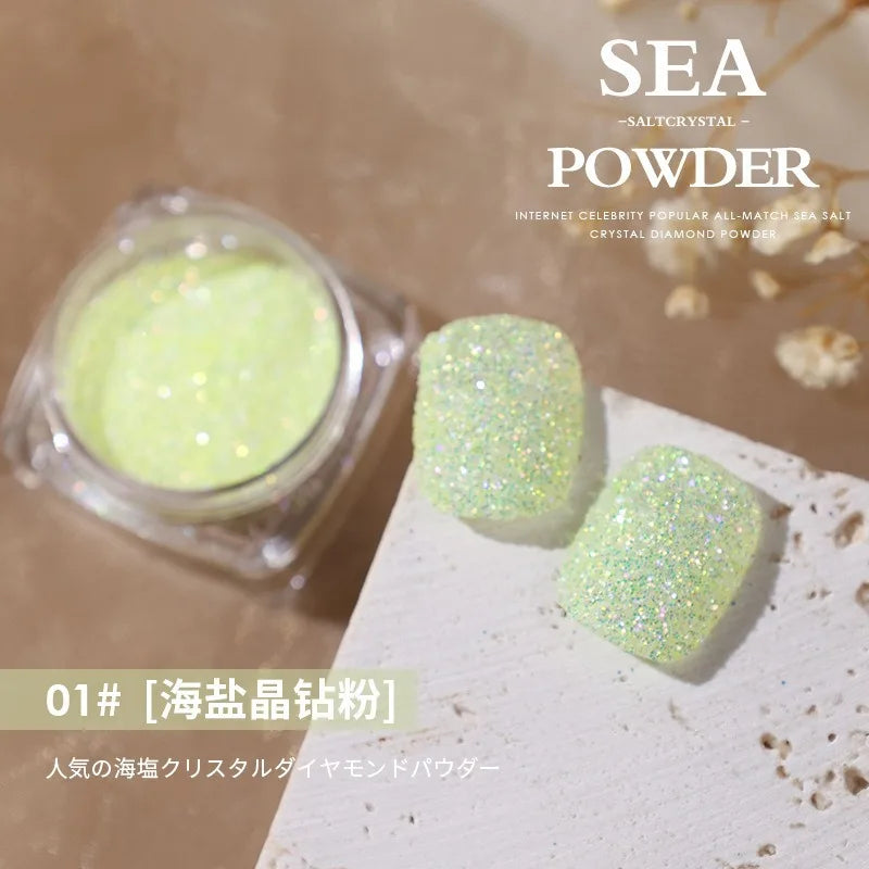 Aurora Sea Salt Crystal Diamond Nail Glitter 12 Colors Super Shiny Sugar Powder Nail Art Decoration Qme 1